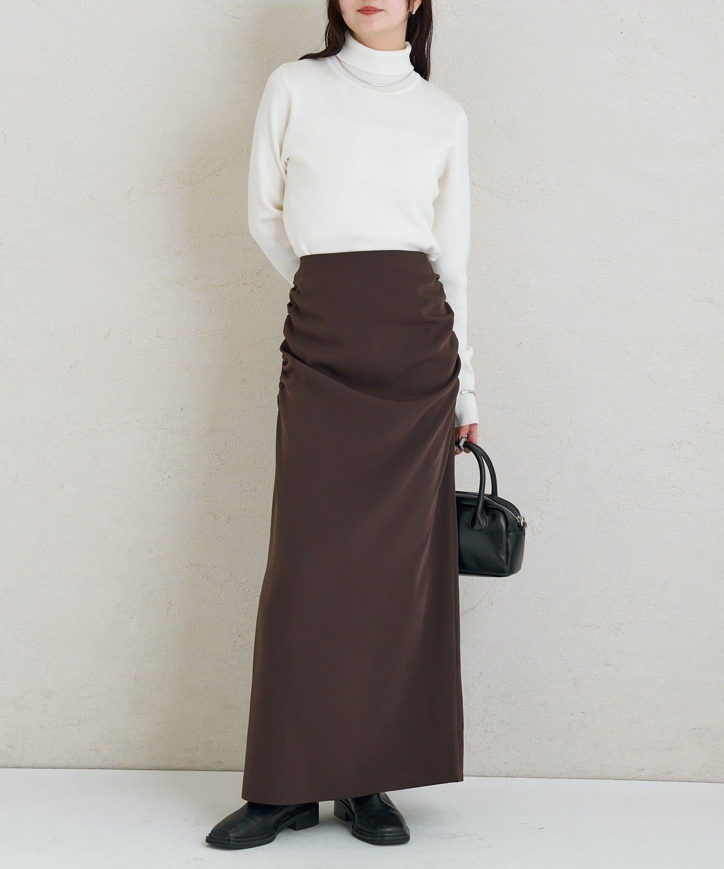 《10%OFFおすすめアイテム》側褶打褶半身裙