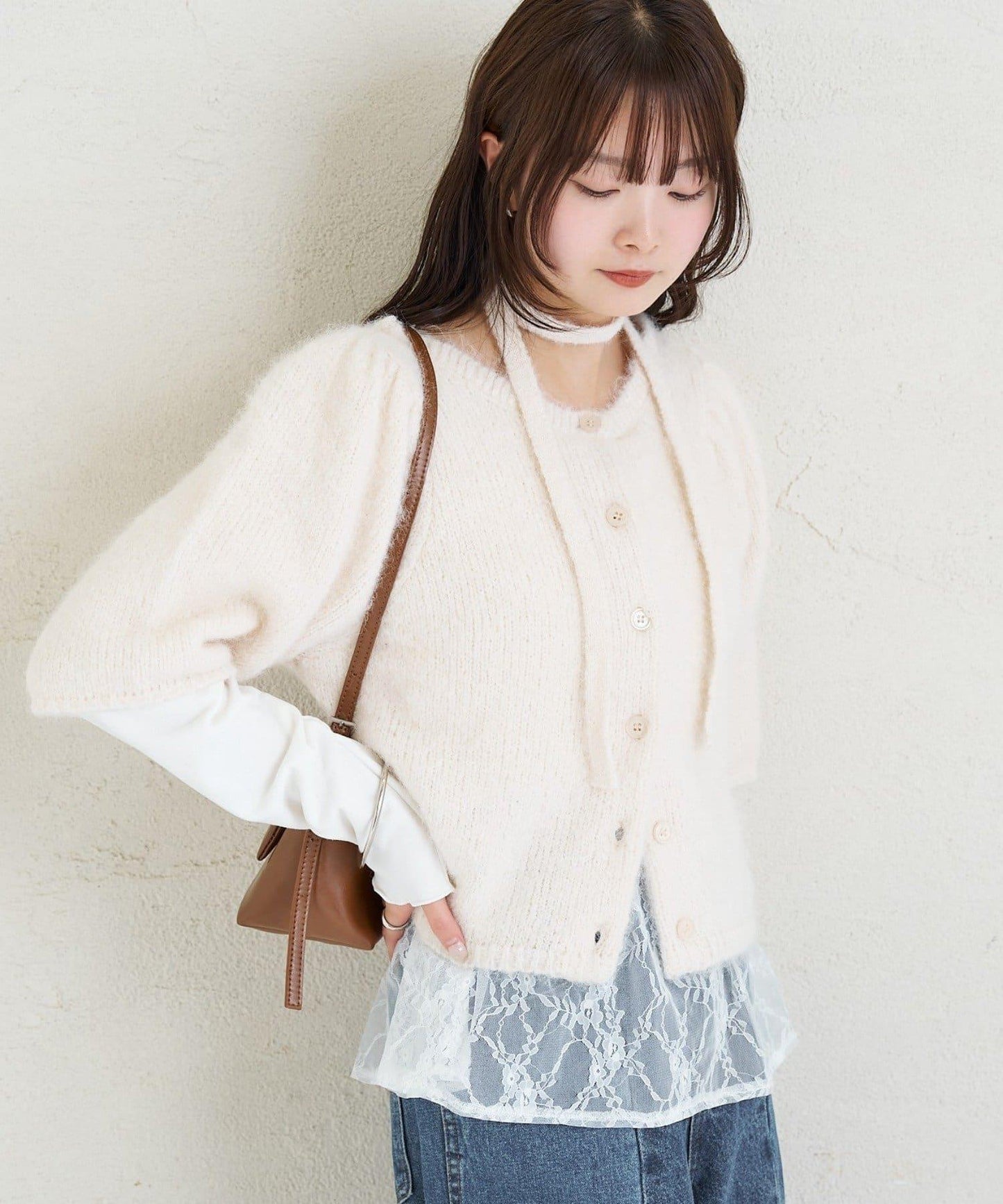 《10%OFFおすすめアイテム》蓬鬆短袖針織開衫