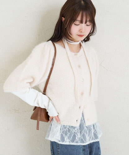 《10%OFFおすすめアイテム》蓬鬆短袖針織開衫