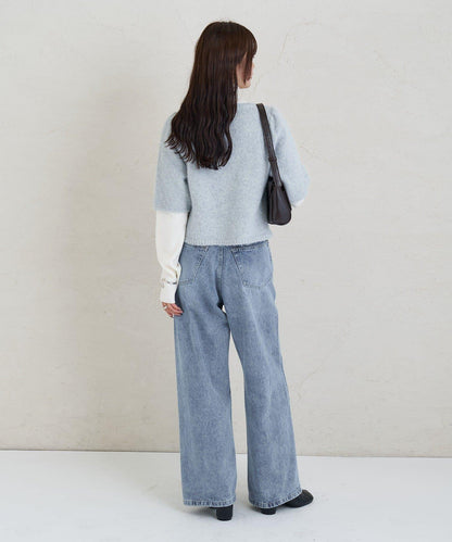 《10%OFFおすすめアイテム》蓬鬆短袖針織開衫