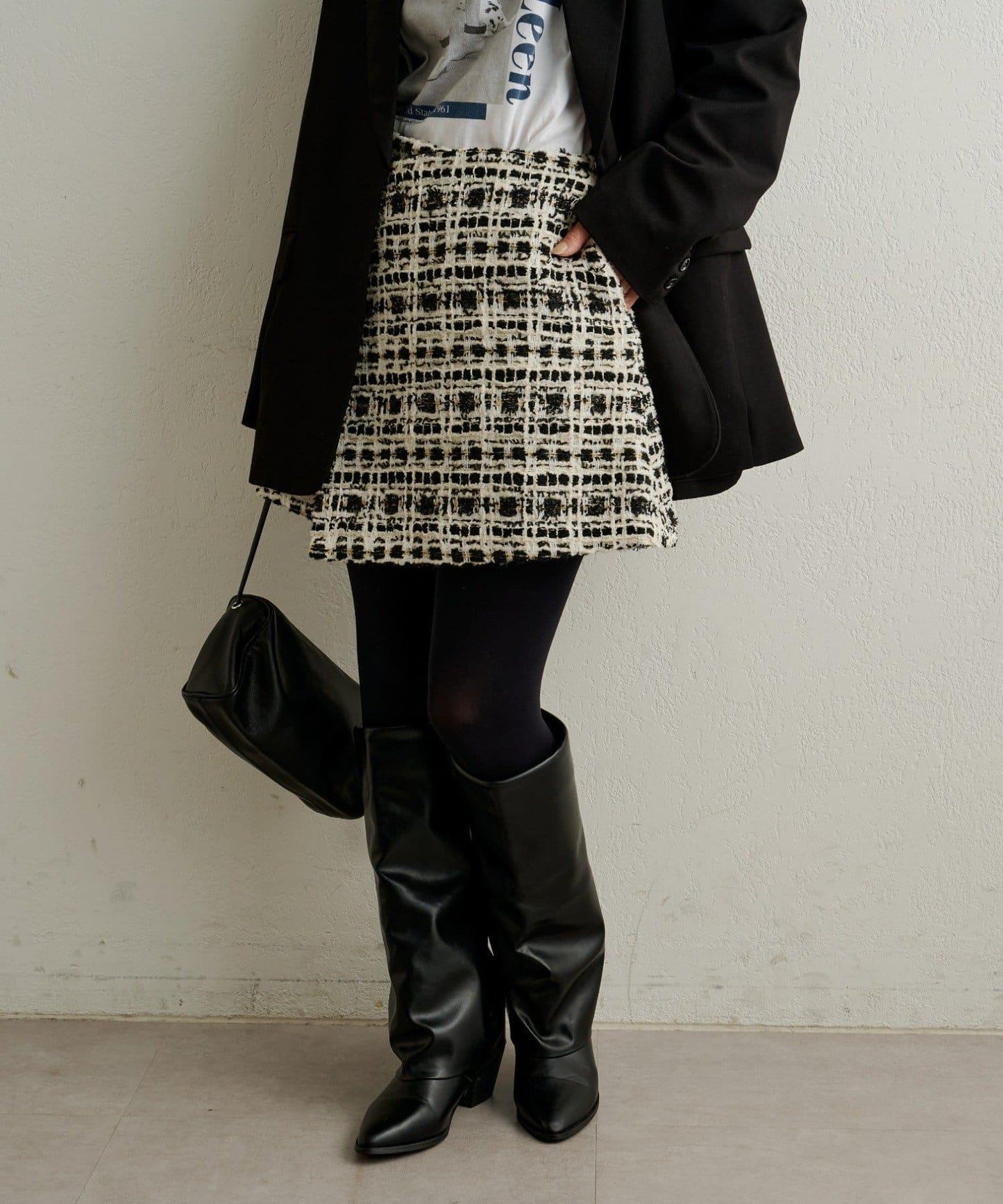 【可搭配套裝穿著◎】粗花呢包裹半身裙