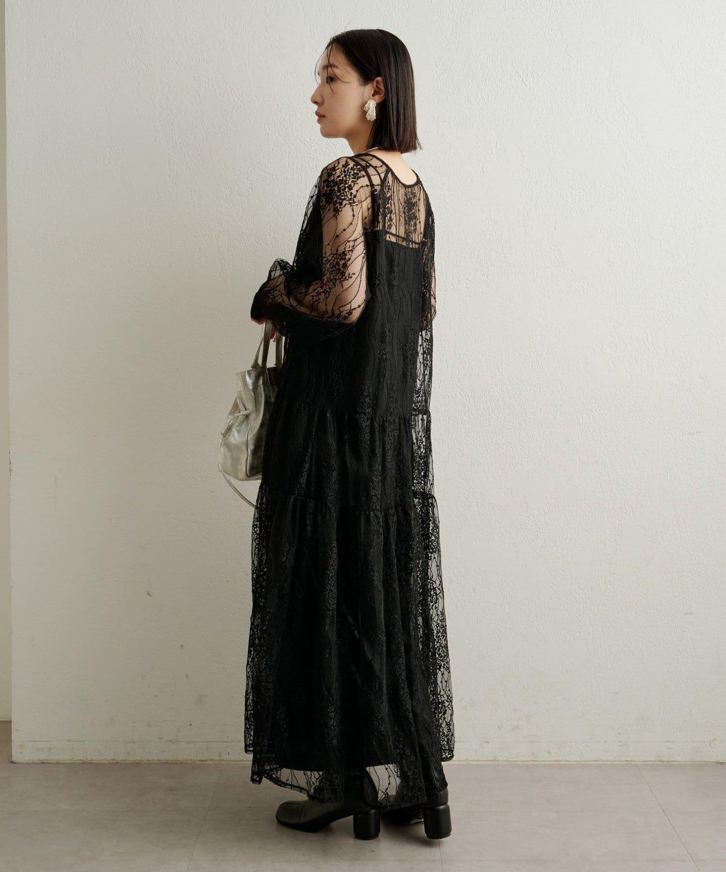 透視層疊連衣裙