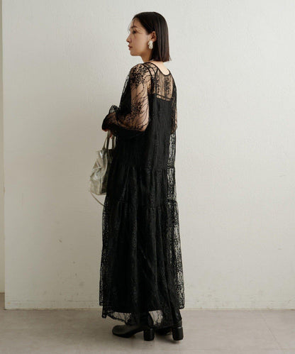 透視層疊連衣裙