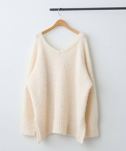 【nane】圈圈紗V領針織套頭衫