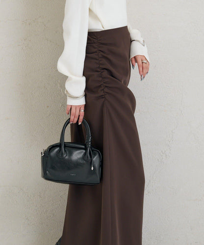 《10%OFFおすすめアイテム》側褶打褶半身裙