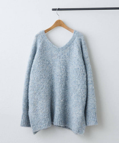 【nane】圈圈紗V領針織套頭衫