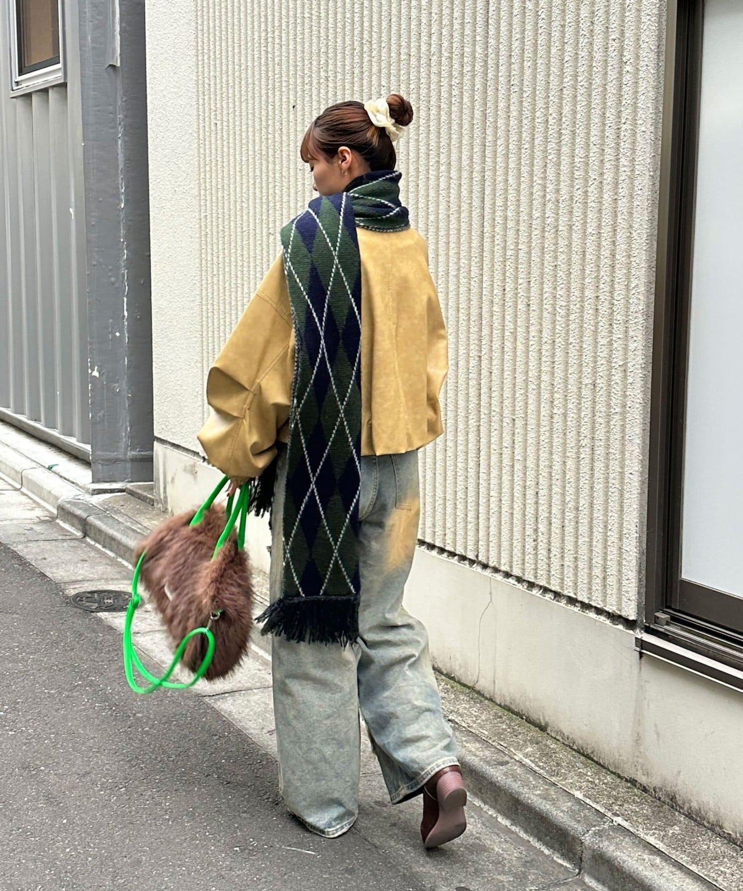 混色圖案流蘇圍巾