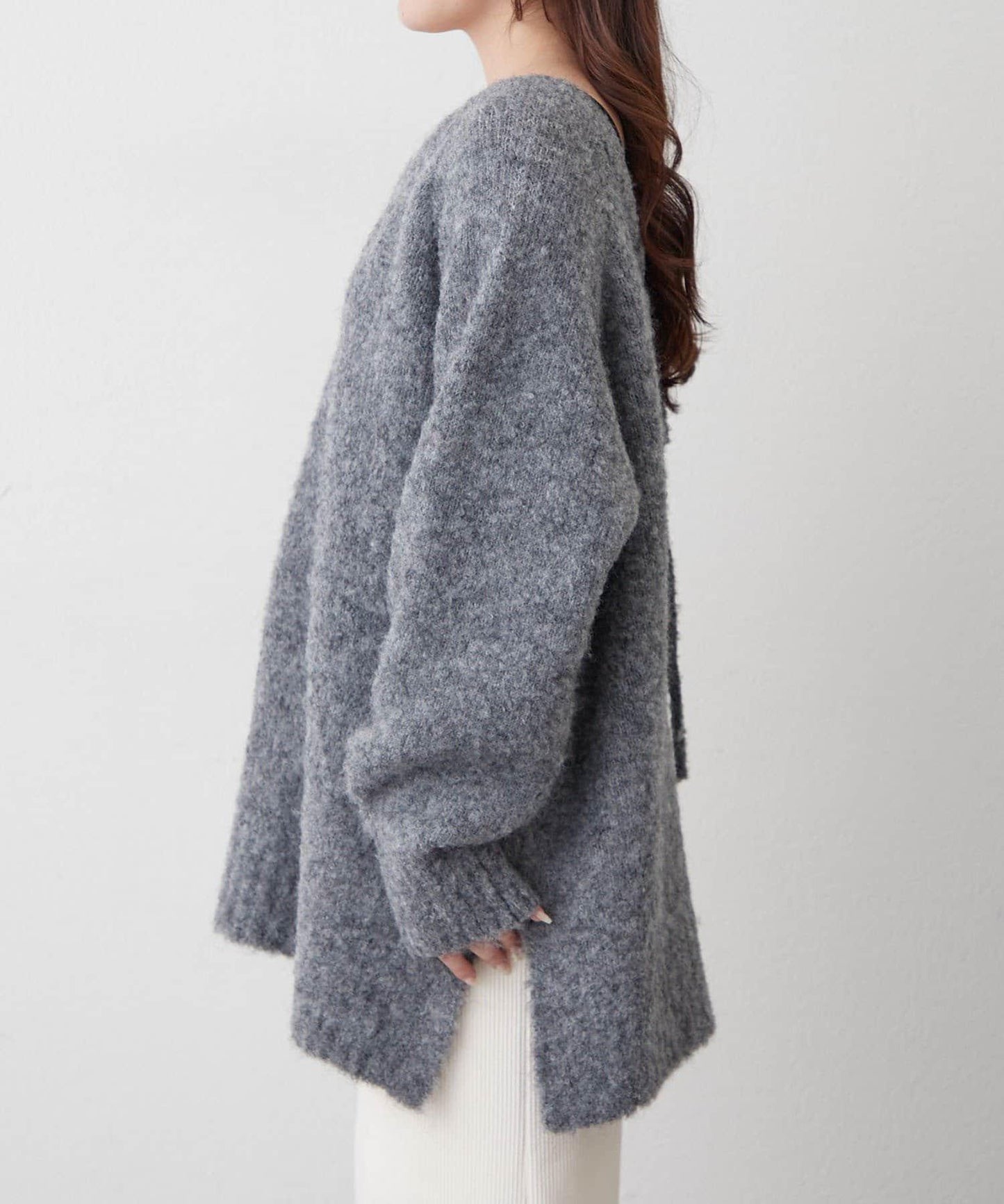 【nane】圈圈紗V領針織套頭衫