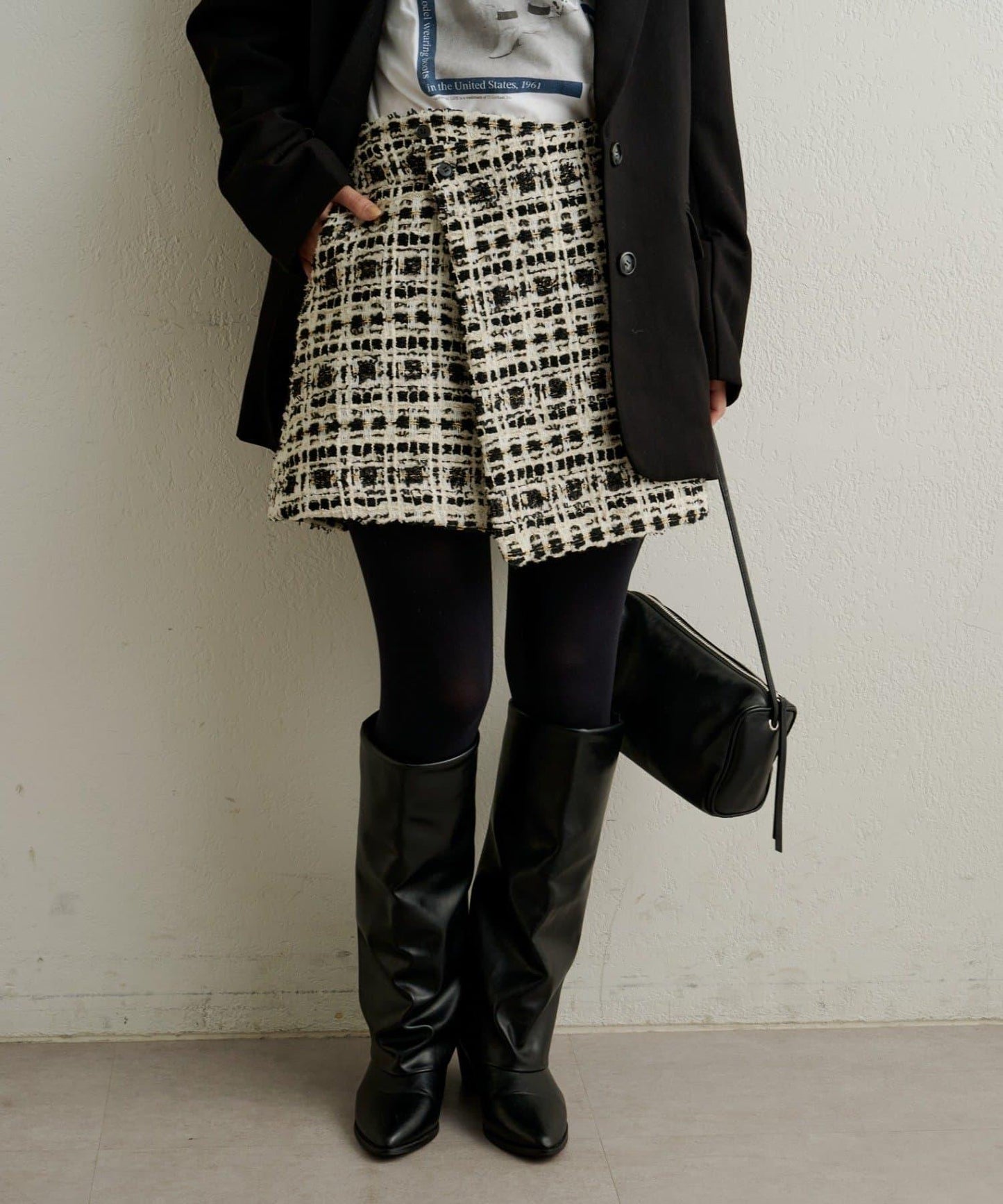 【可搭配套裝穿著◎】粗花呢包裹半身裙