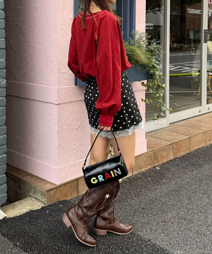 〈波點/條紋/純色〉蕾絲拼接下襬迷你裙