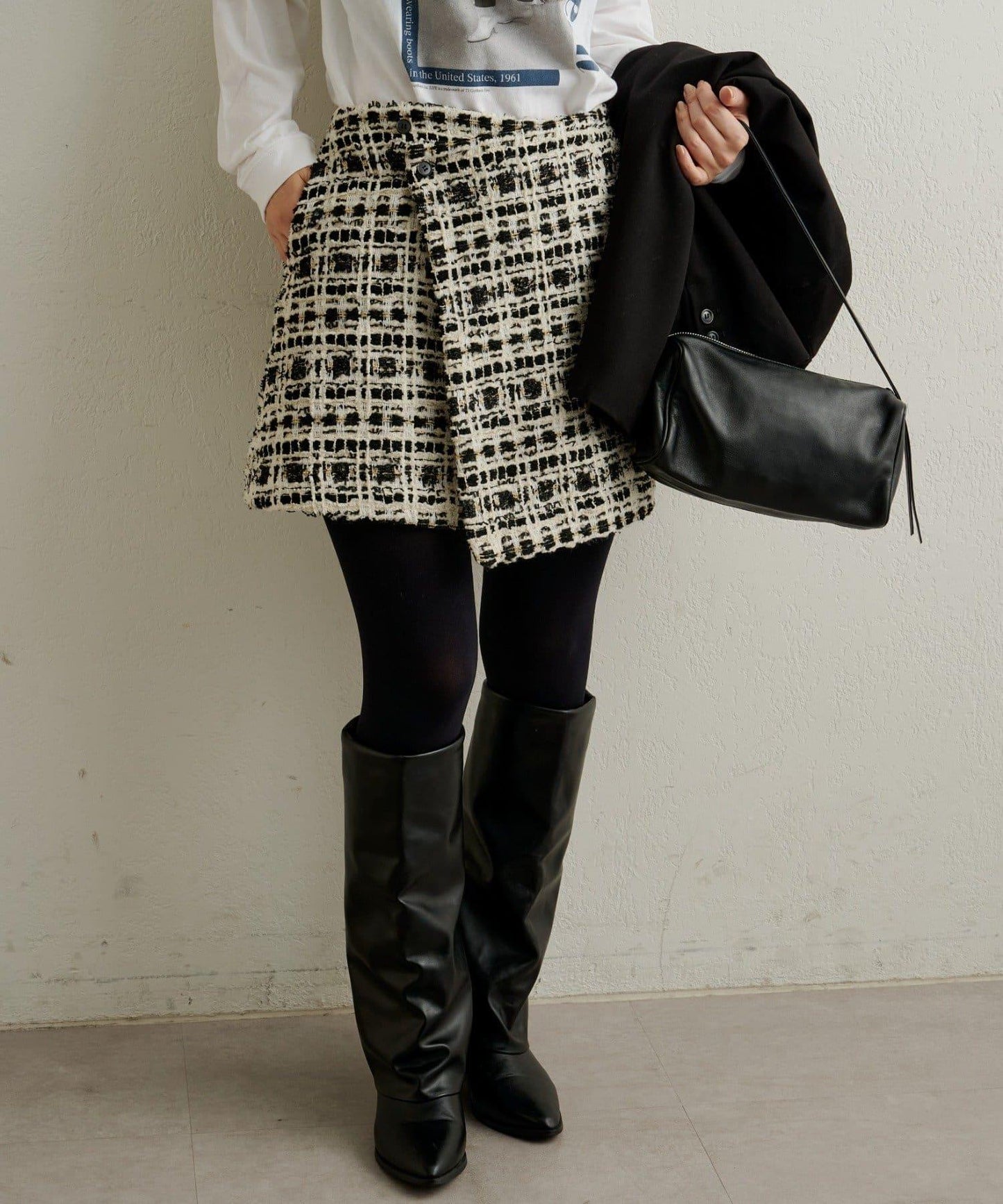 【可搭配套裝穿著◎】粗花呢包裹半身裙