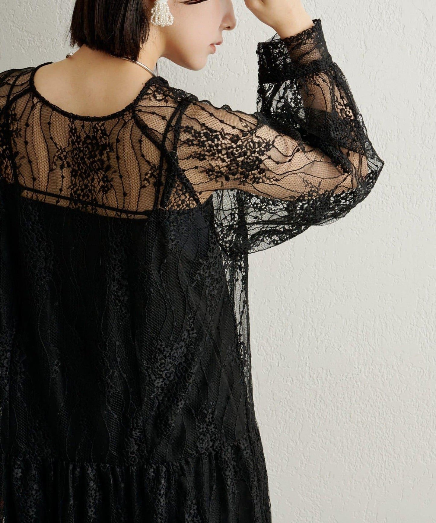 透視層疊連衣裙