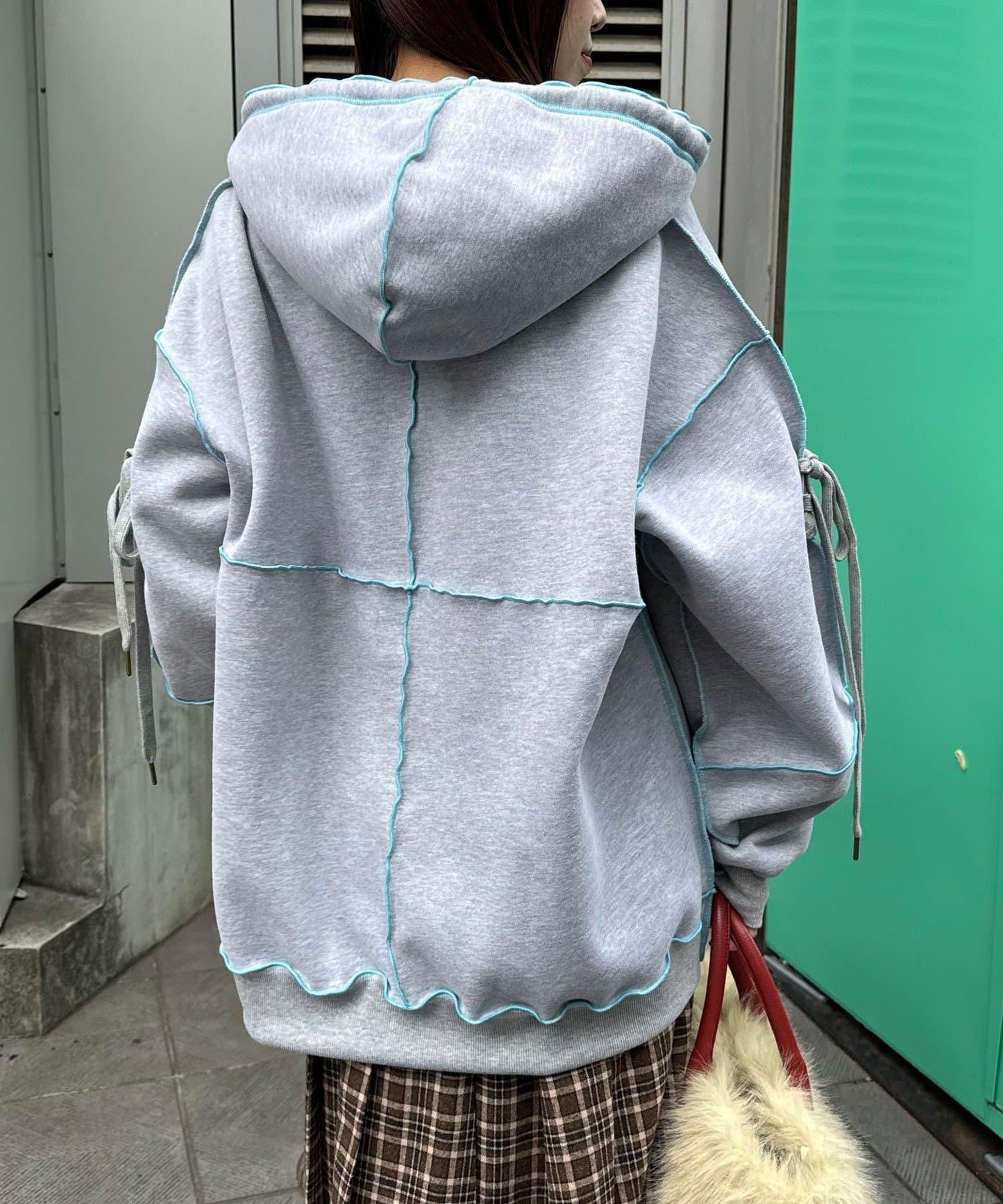 內加絨蕾絲袖邊波浪邊連帽衛衣