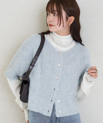 《10%OFFおすすめアイテム》蓬鬆短袖針織開衫