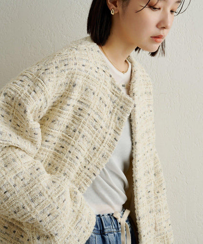 可搭配套裝穿著無領花呢夾克