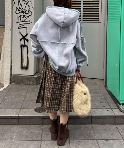 內加絨蕾絲袖邊波浪邊連帽衛衣