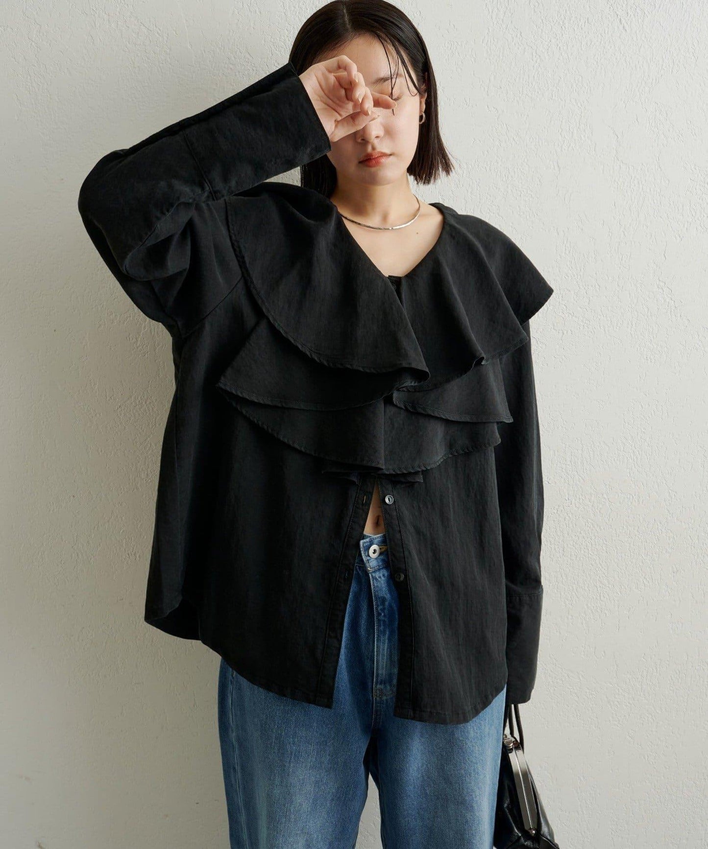 【可搭配套裝穿著◎】仿水洗荷葉邊襯衫