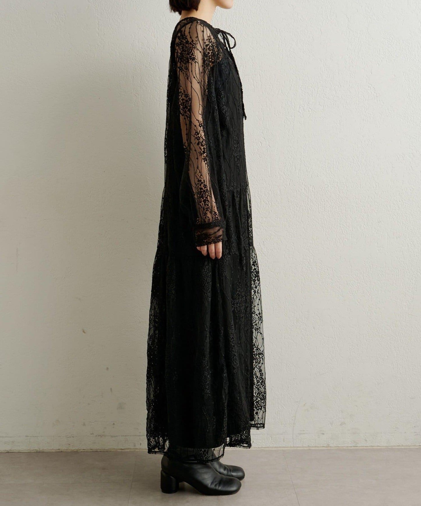 透視層疊連衣裙