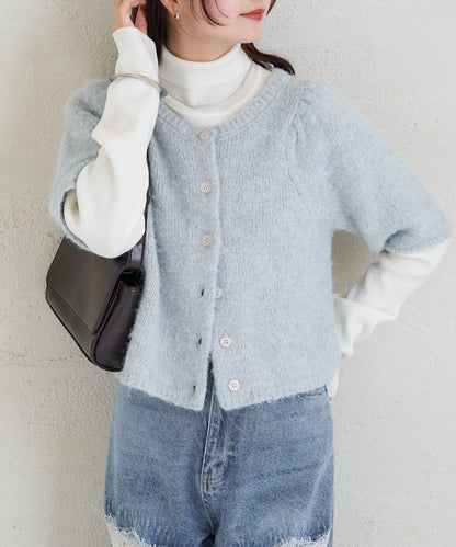 《10%OFFおすすめアイテム》蓬鬆短袖針織開衫