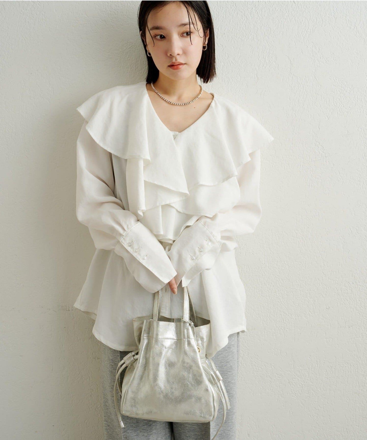 【可搭配套裝穿著◎】仿水洗荷葉邊襯衫