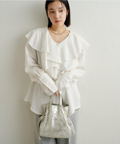 【可搭配套裝穿著◎】仿水洗荷葉邊襯衫