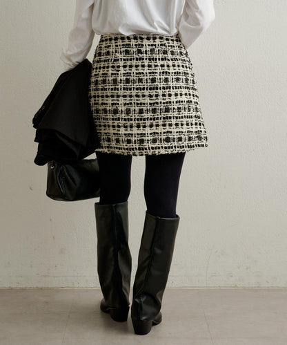 【可搭配套裝穿著◎】粗花呢包裹半身裙