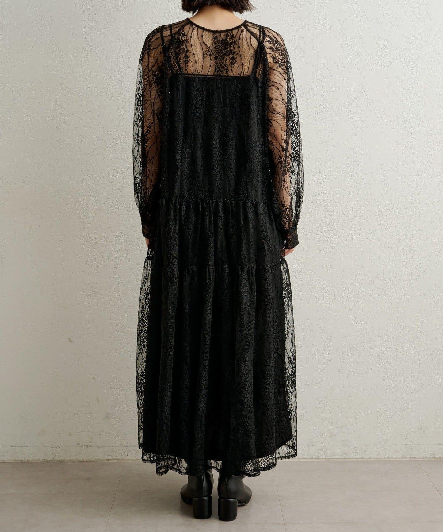 透視層疊連衣裙