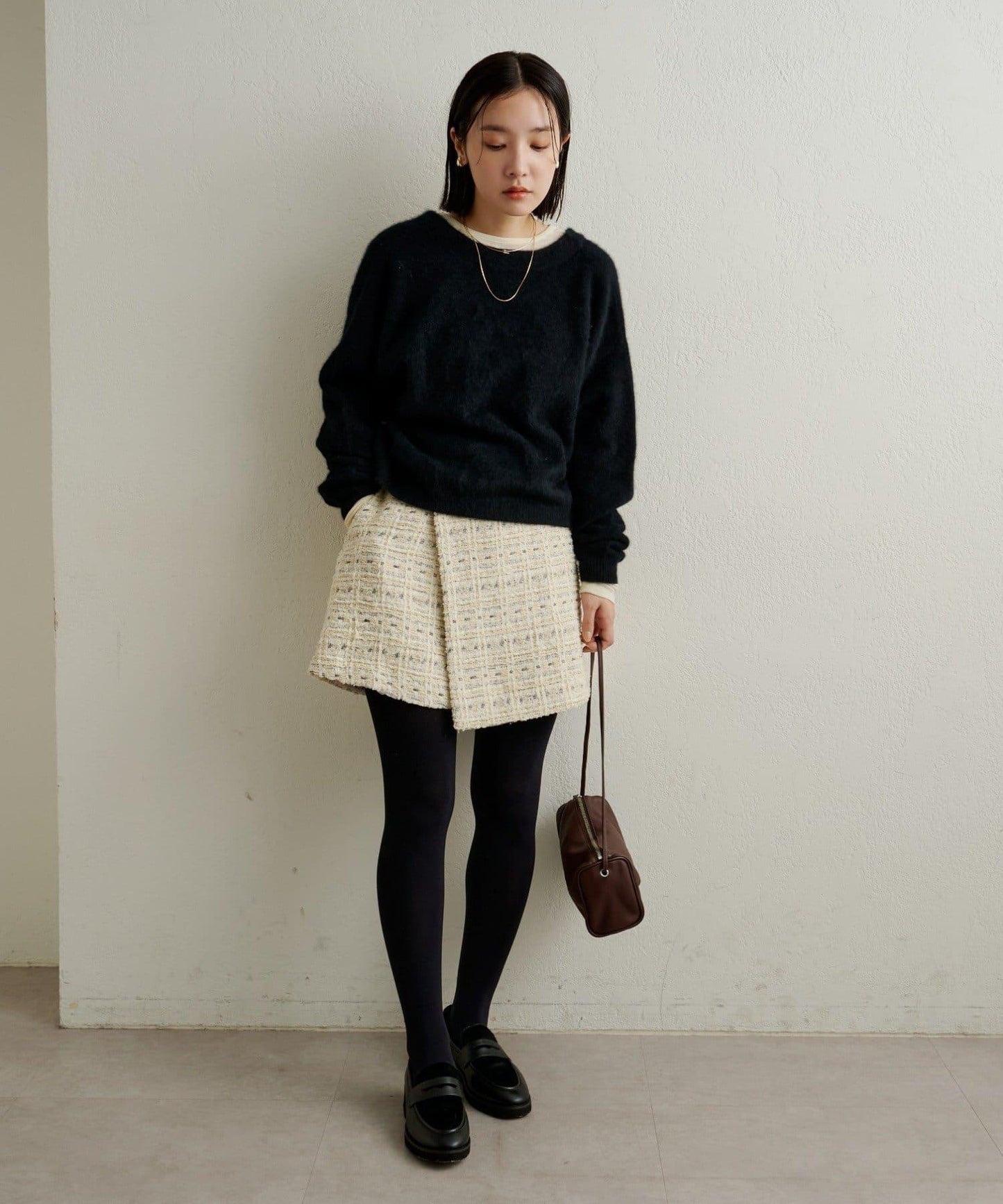 【可搭配套裝穿著◎】粗花呢包裹半身裙