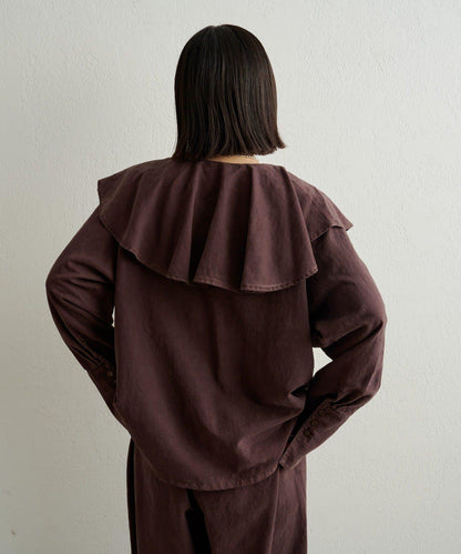 【可搭配套裝穿著◎】仿水洗荷葉邊襯衫