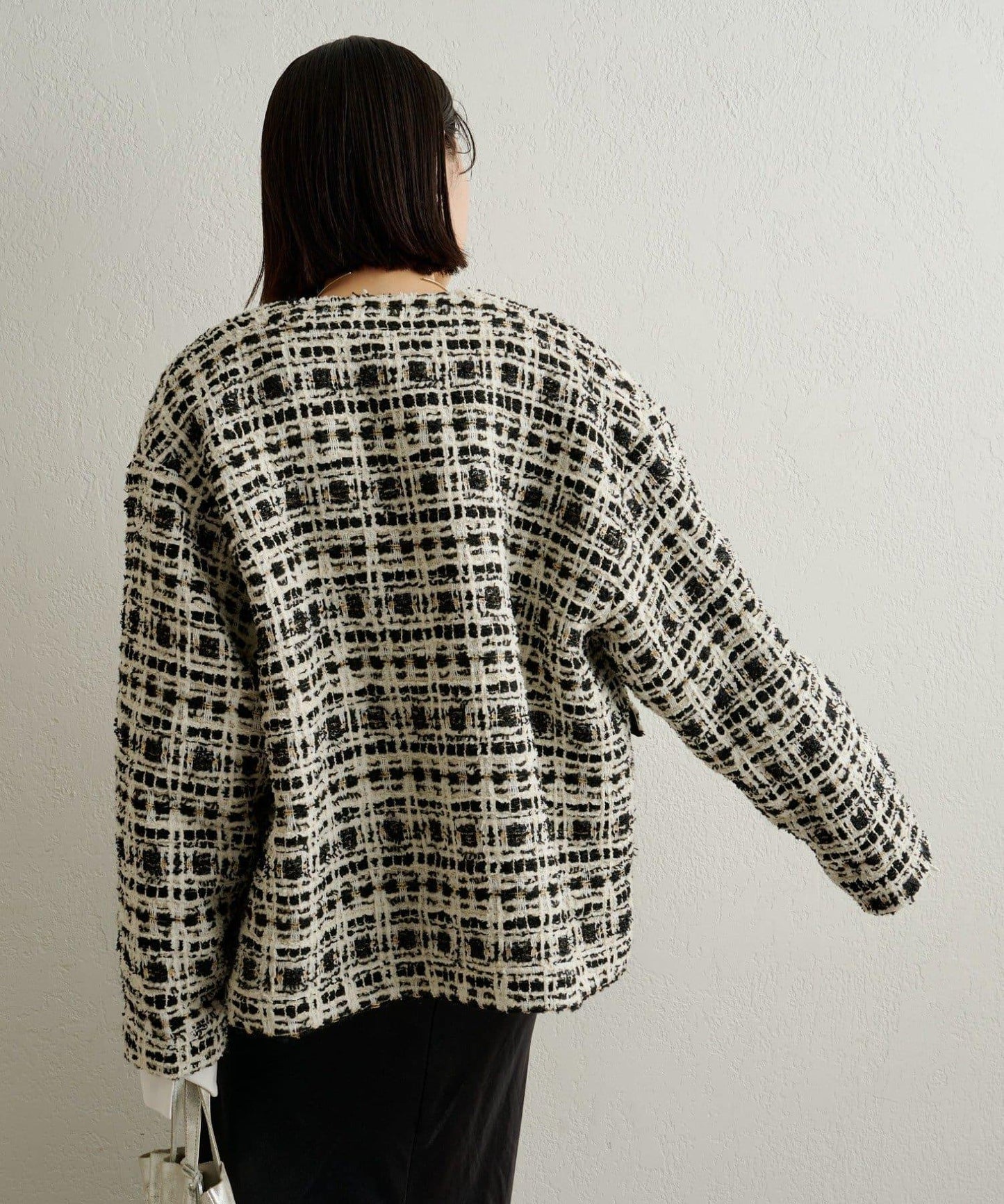 可搭配套裝穿著無領花呢夾克