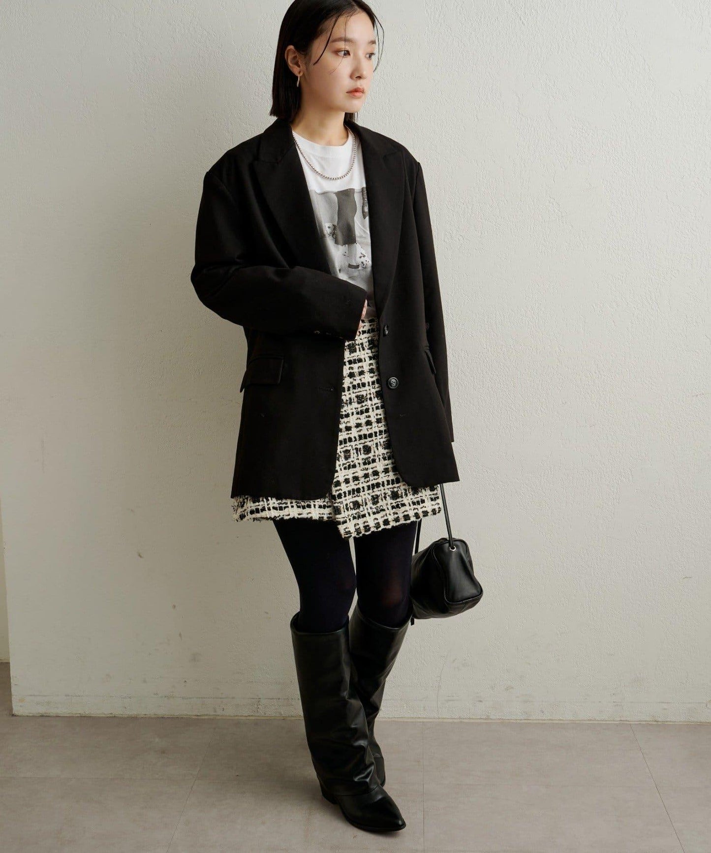 【可搭配套裝穿著◎】粗花呢包裹半身裙