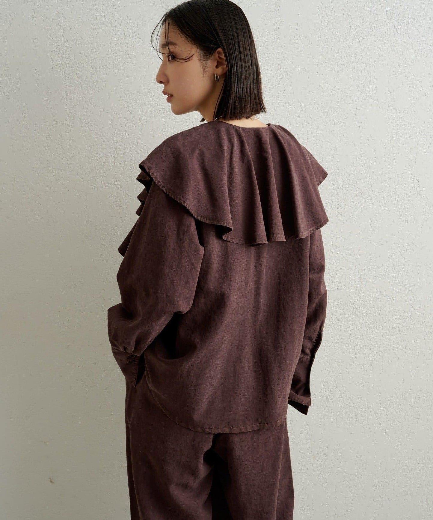 【可搭配套裝穿著◎】仿水洗荷葉邊襯衫