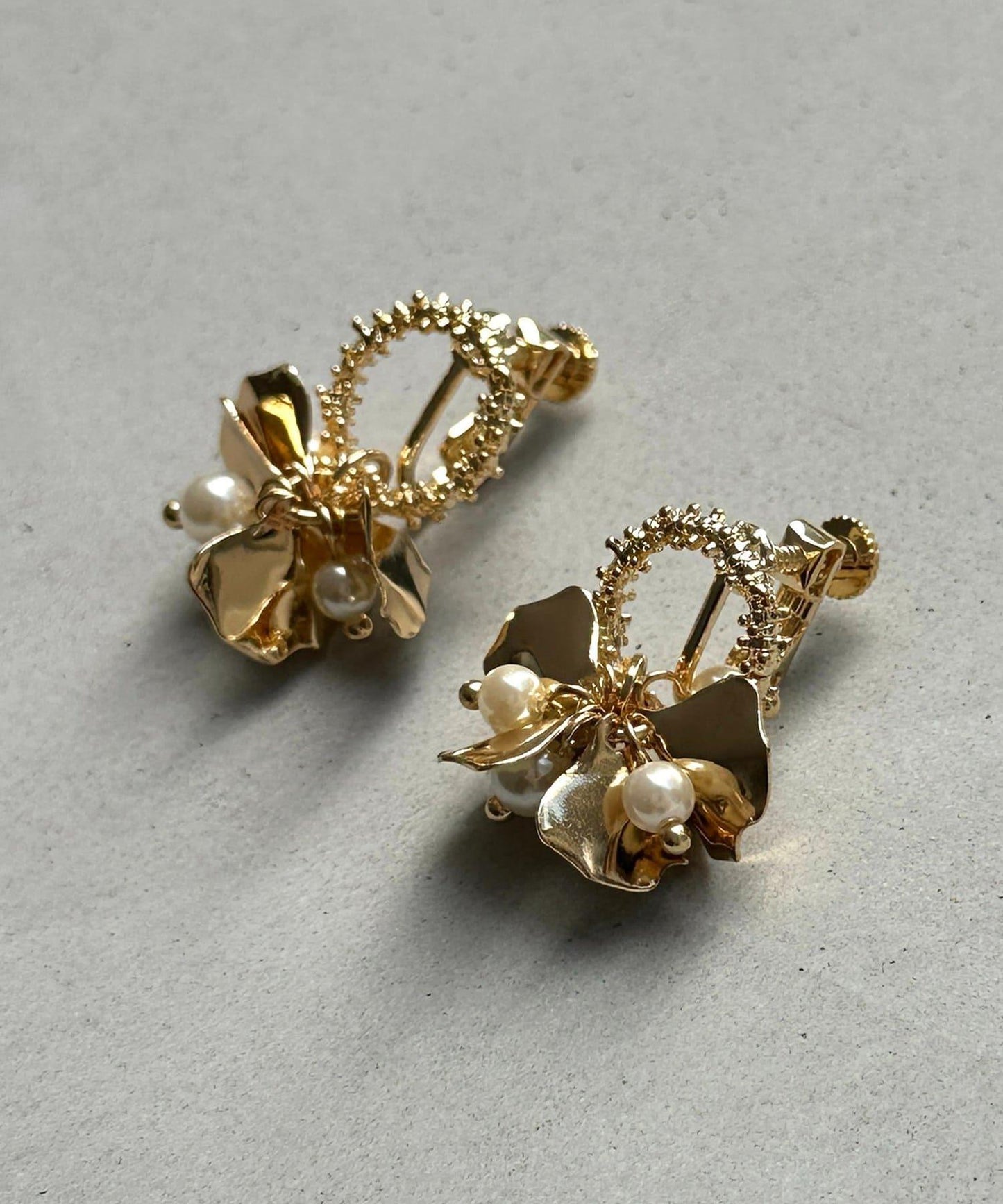 圓環×花朵耳夾