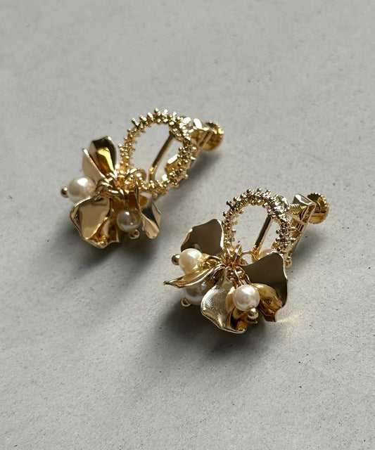 圓環×花朵耳夾