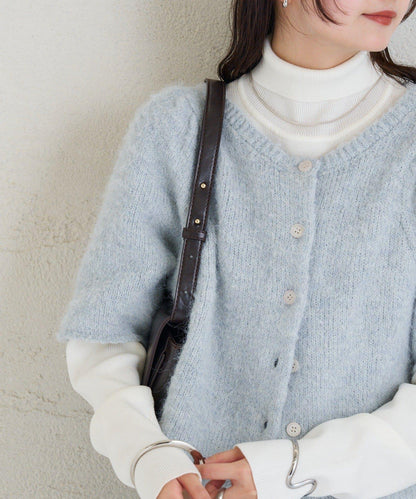 《10%OFFおすすめアイテム》蓬鬆短袖針織開衫