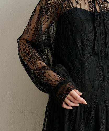 透視層疊連衣裙