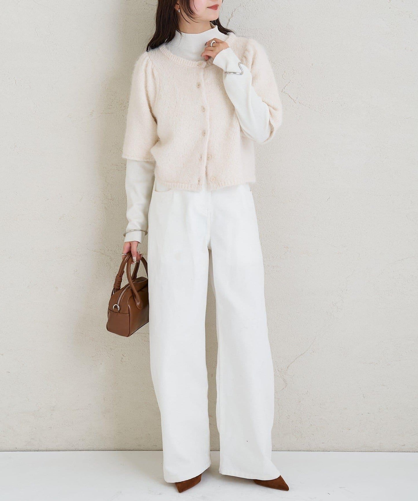 《10%OFFおすすめアイテム》蓬鬆短袖針織開衫