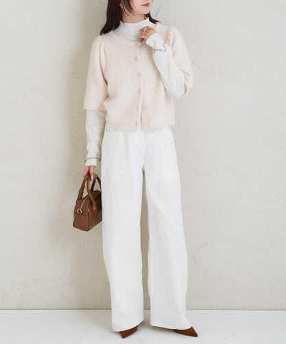 《10%OFFおすすめアイテム》蓬鬆短袖針織開衫