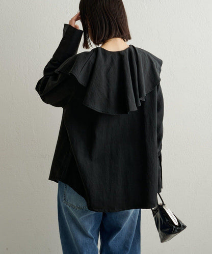 【可搭配套裝穿著◎】仿水洗荷葉邊襯衫