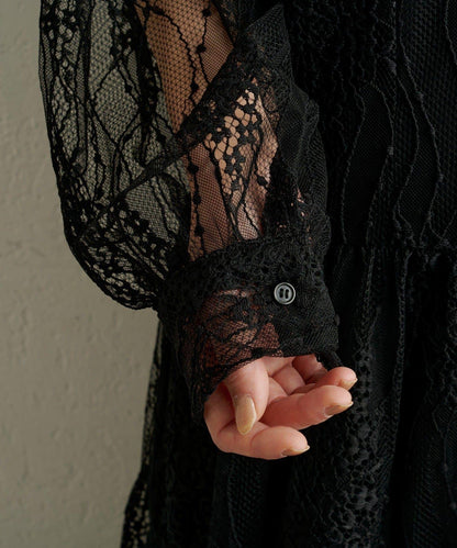 透視層疊連衣裙