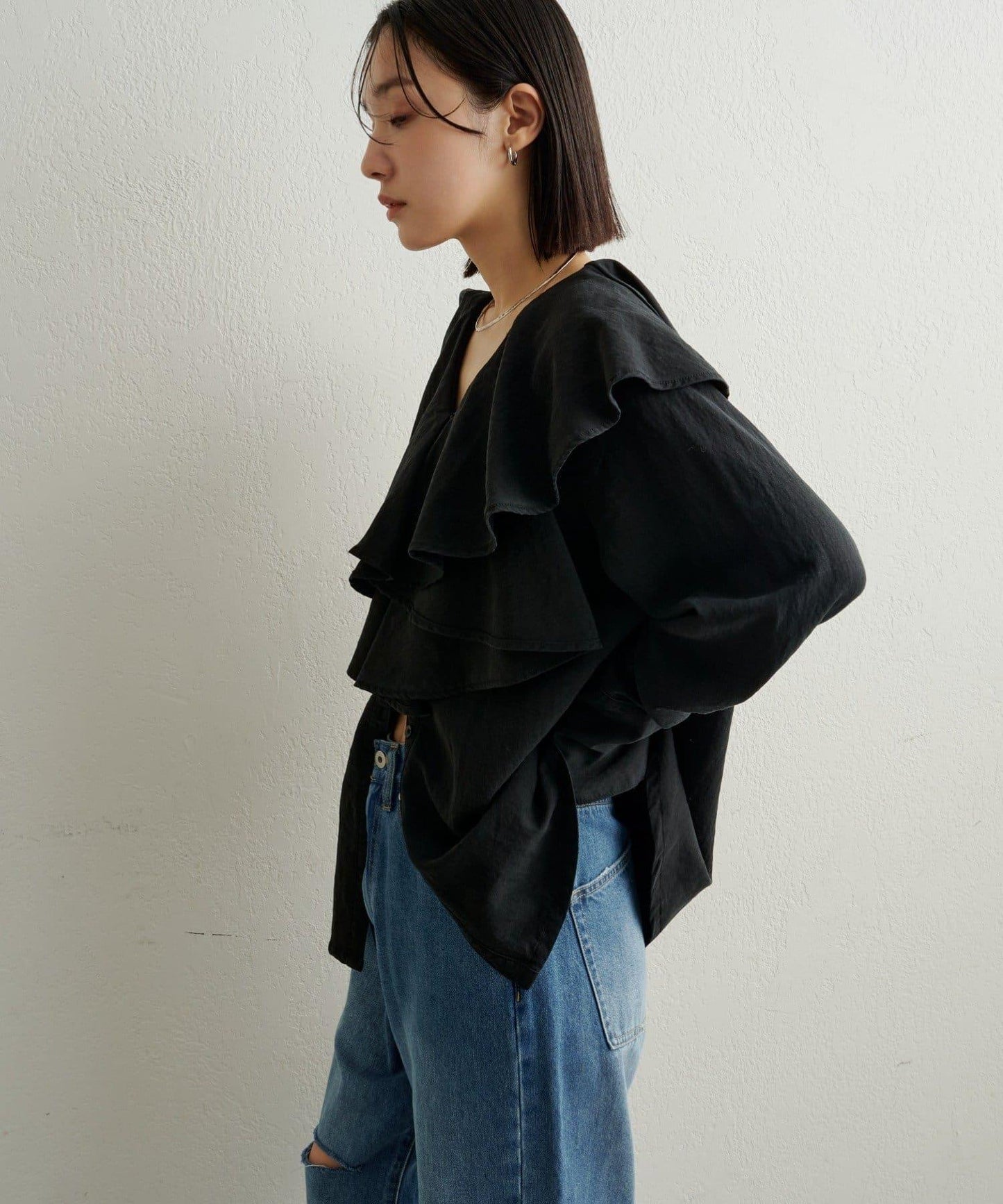 【可搭配套裝穿著◎】仿水洗荷葉邊襯衫