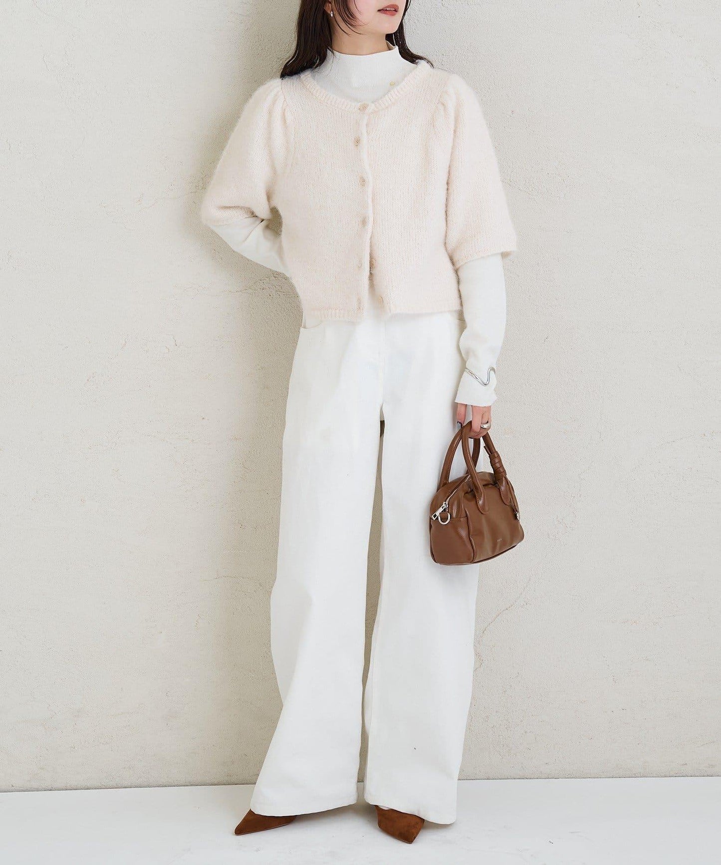 《10%OFFおすすめアイテム》蓬鬆短袖針織開衫