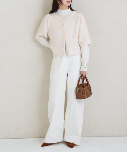 《10%OFFおすすめアイテム》蓬鬆短袖針織開衫