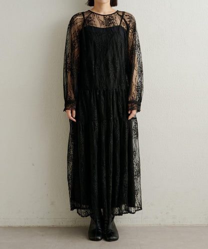 透視層疊連衣裙