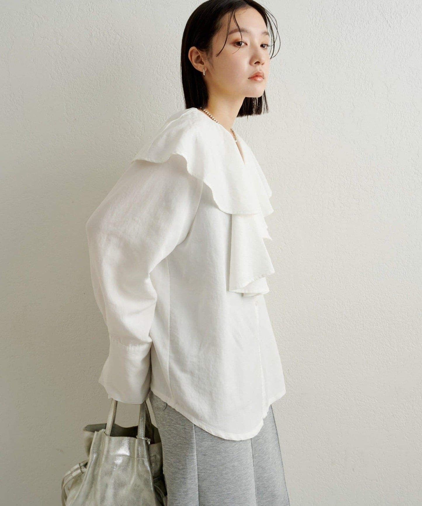 【可搭配套裝穿著◎】仿水洗荷葉邊襯衫
