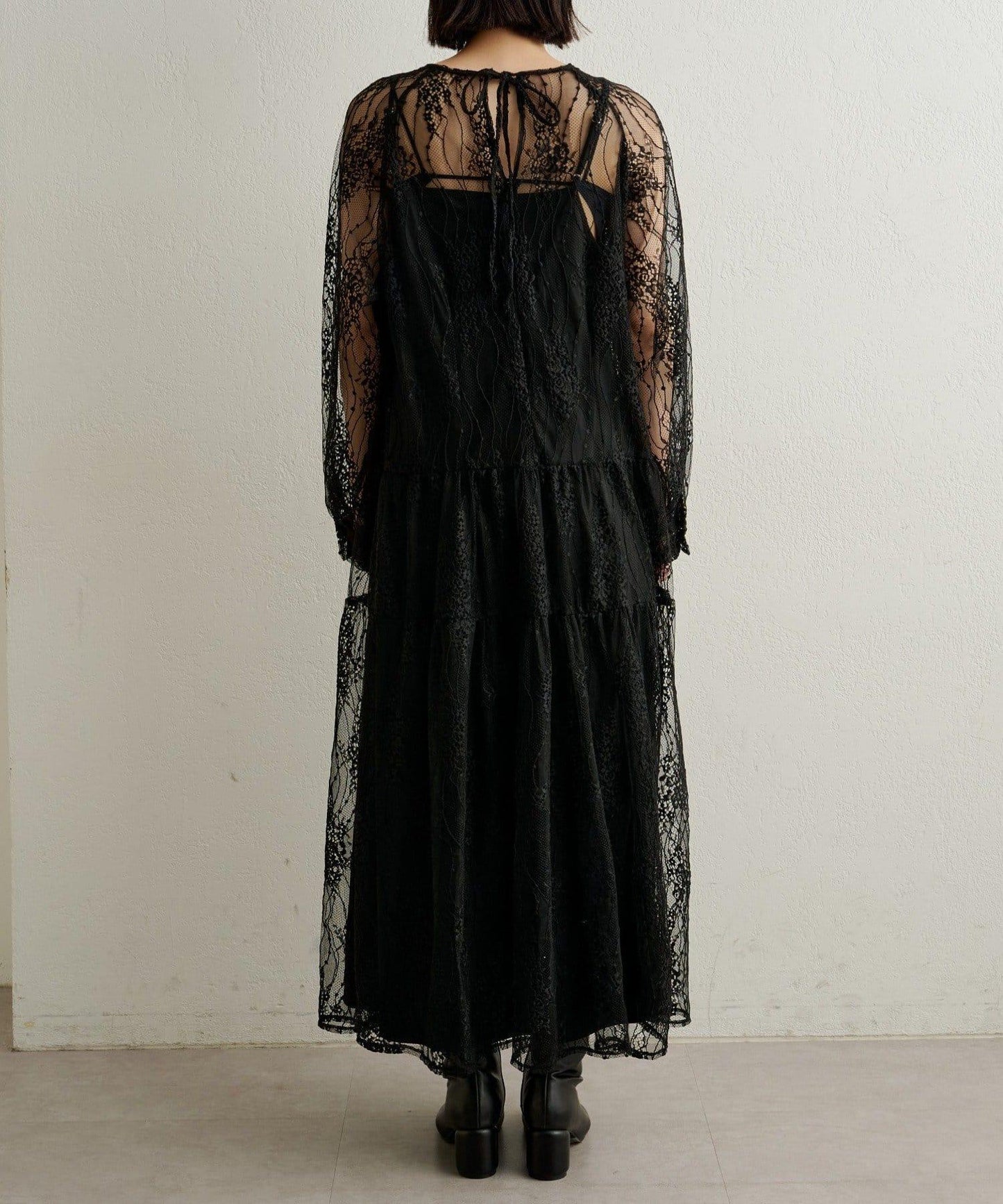 透視層疊連衣裙