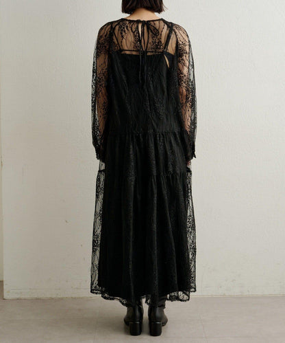 透視層疊連衣裙