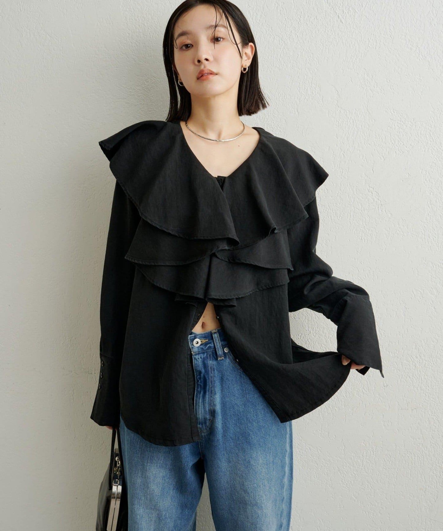 【可搭配套裝穿著◎】仿水洗荷葉邊襯衫