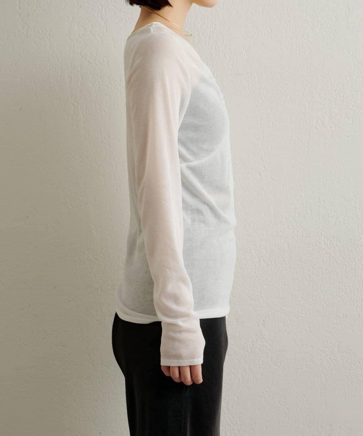 緞面拼接長袖T恤