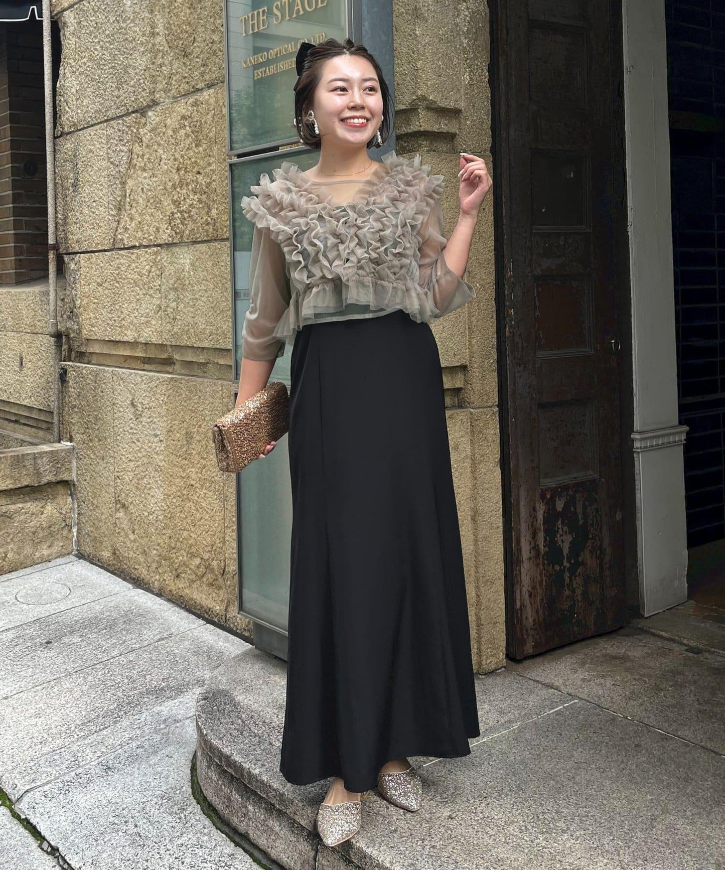 【MOMO】透視荷葉邊吊帶疊穿連衣裙